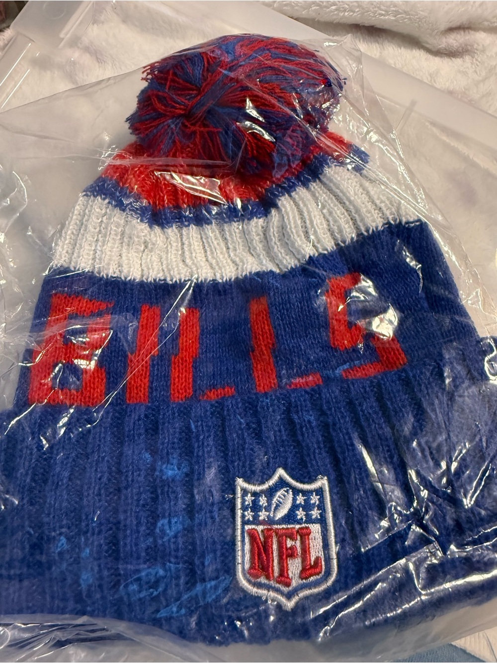 NFL Pom Beanie - Blue, Red & White
